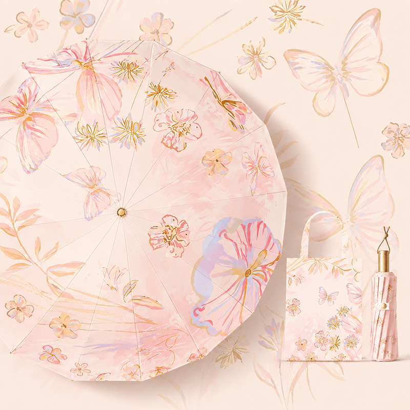 Color Bloom 16-Rib Sun & Rain Umbrella