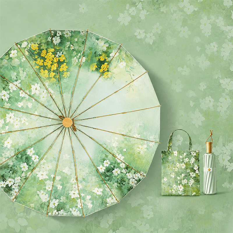Color Bloom 16-Rib Sun & Rain Umbrella