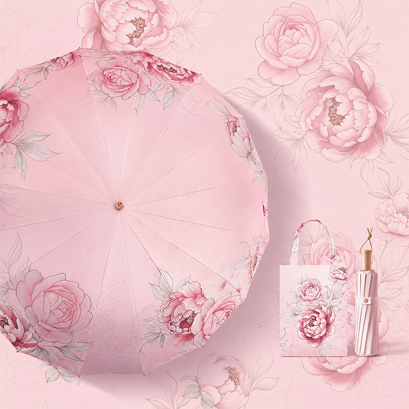 Color Bloom 16-Rib Sun & Rain Umbrella
