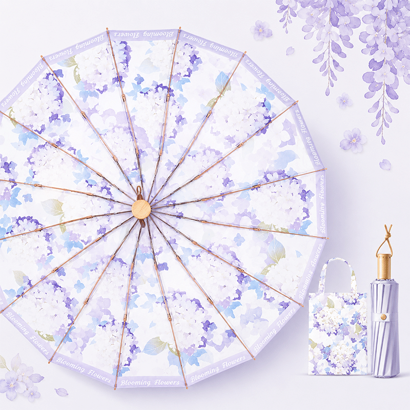 Color Bloom 16-Rib Sun & Rain Umbrella