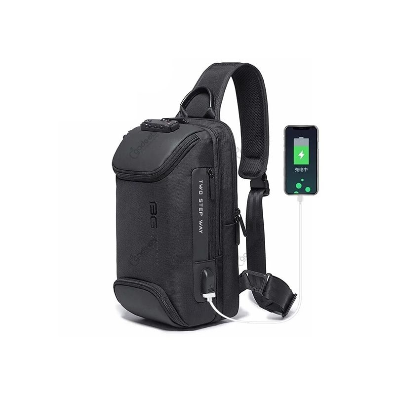 BANGE BG-7082 Anti-Theft TSA Lock Crossbody Bag with External USB Port