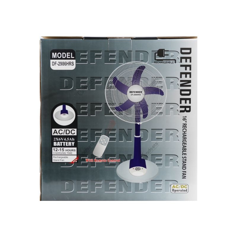 Defender DF-2986HRS Remote Control Rechargeable Fan - 16 Inch