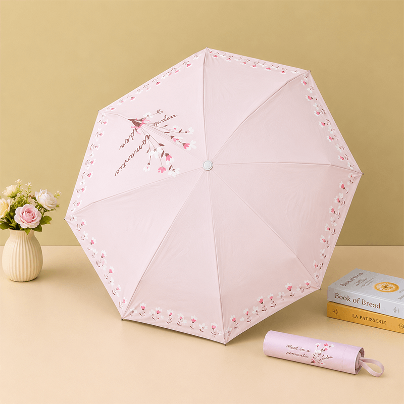 Floral Print Dual-Color Folding Umbrella