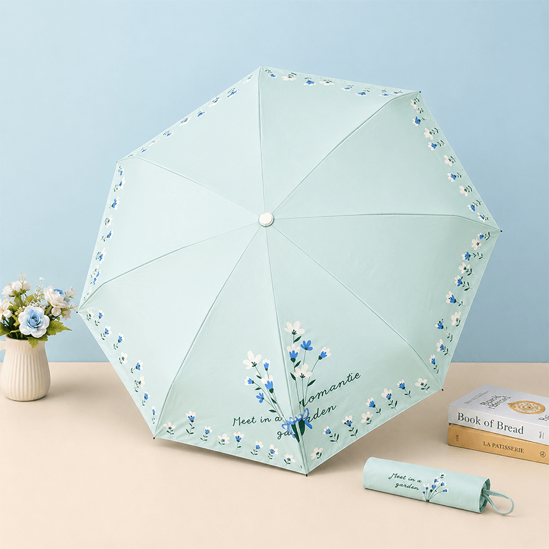 Floral Print Dual-Color Folding Umbrella