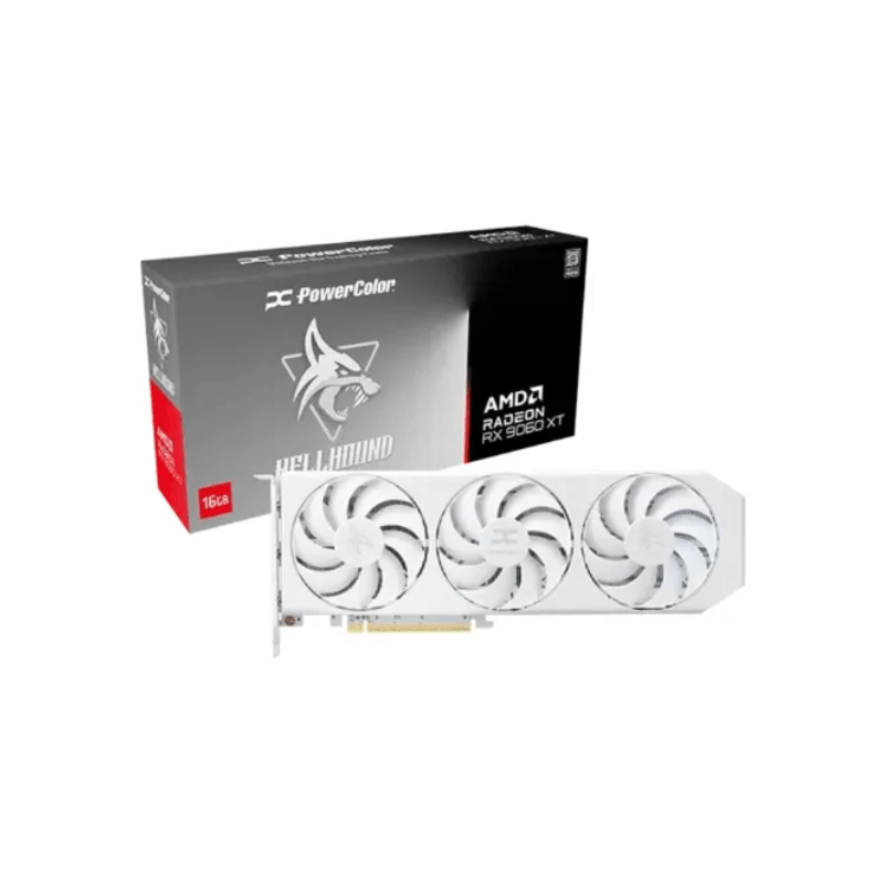 PowerColor Hellhound Spectral White AMD Radeon RX 9060 XT 16GB GDDR6 Graphics Card