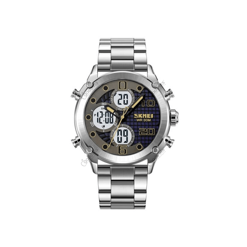 SKMEI 1975 Digital Analog Stainless Steel Strap Men’s Watch