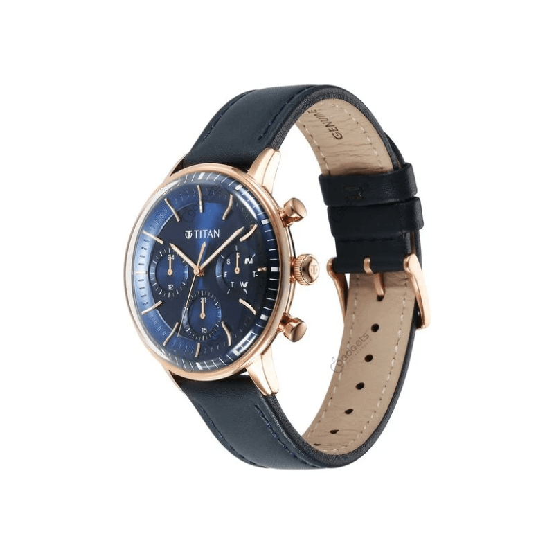 Titan Light Leathers NT90171WL01 Quartz Multifunction Leather Strap Men’s Watch