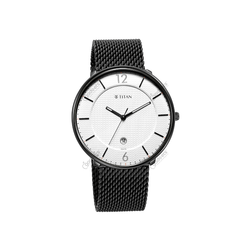 Titan Minimals NT1849NM01 Analog with Date Stainless Steel Strap Men’s Watch
