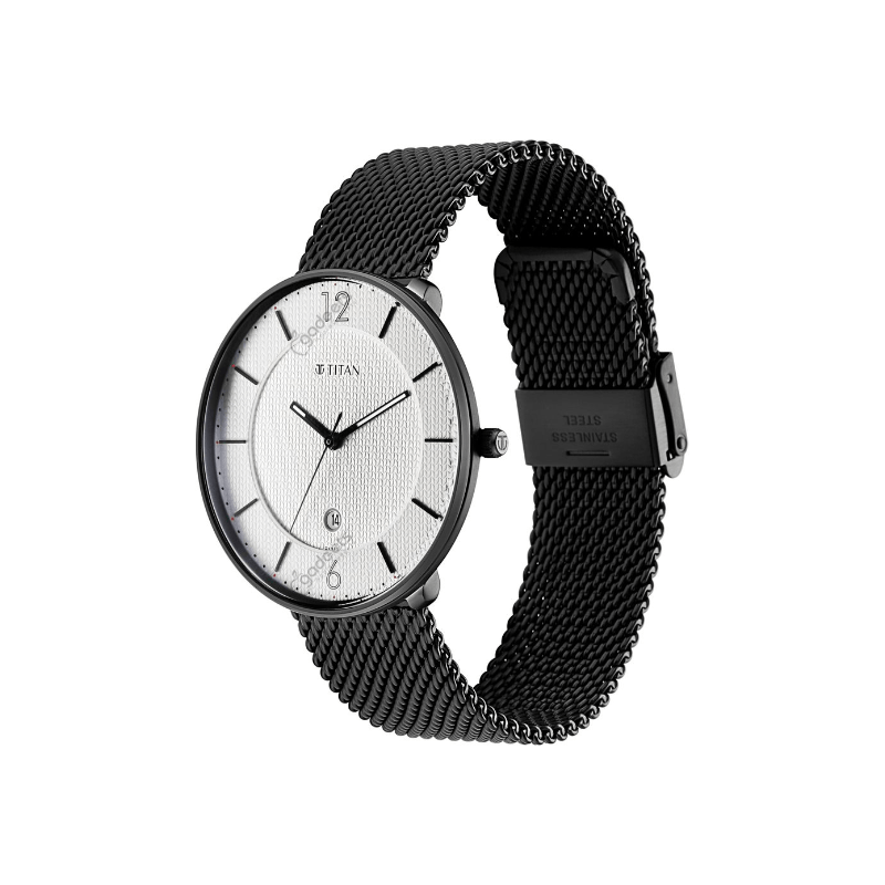 Titan Minimals NT1849NM01 Analog with Date Stainless Steel Strap Men’s Watch