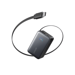 Anker A1638 Nano 45W Power Bank with Built-In Retractable USB-C Cable - 10000mAh