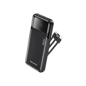 Awei PA-91 22.5W Fast Charging Power Bank with Built-in Three Cables - 10000mAh