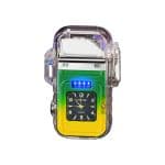 Transparent Colorful LED Arc Lighter with Flash Light & Clock