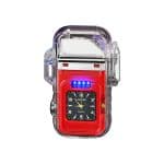Transparent Colorful LED Arc Lighter with Flash Light & Clock
